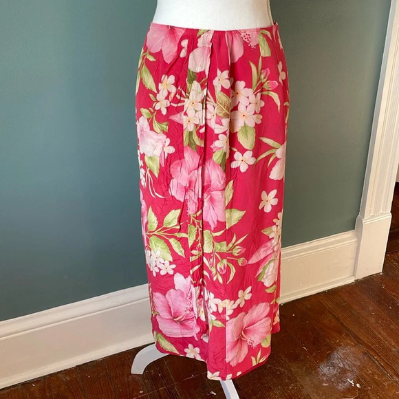 Talbots Dresses & Skirts - Vintage 100% Silk Floral Pink Faux Wrap Skirt Talbots size 8